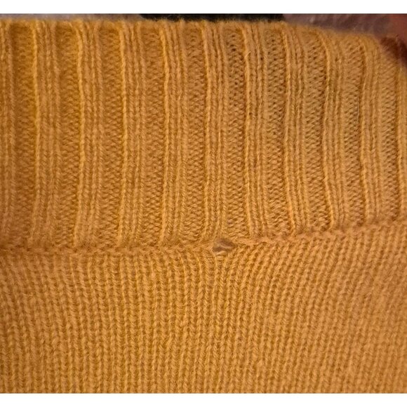 Talbots 100% Cashmere Mustard Yellow Cardigan 3X a few small holes - Picture 7 of 8